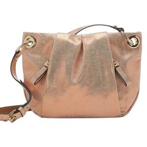 Vince Camuto Christina Copper Rose Gold Metallic Leather Crossbody Bag Purse
